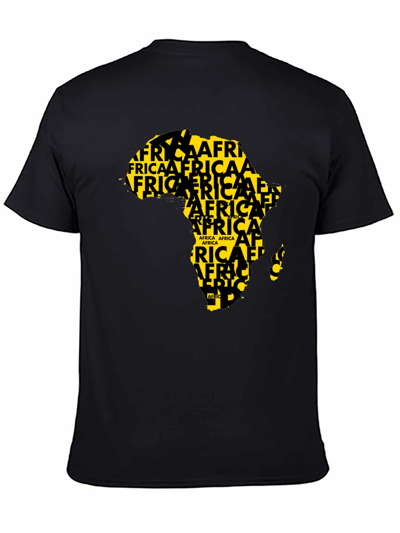 Africa Map T-Shirt - Black Crew Neck Graphic Tee