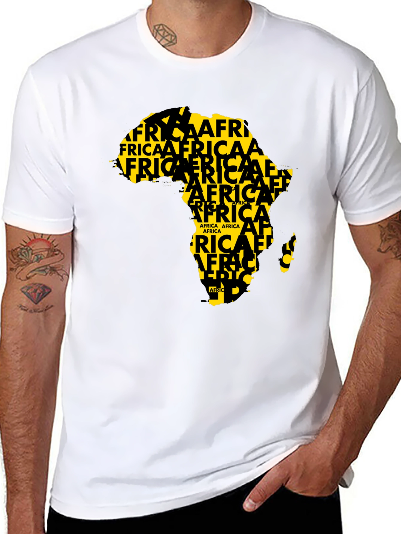 Africa Map T-Shirt - Black Crew Neck Graphic Tee