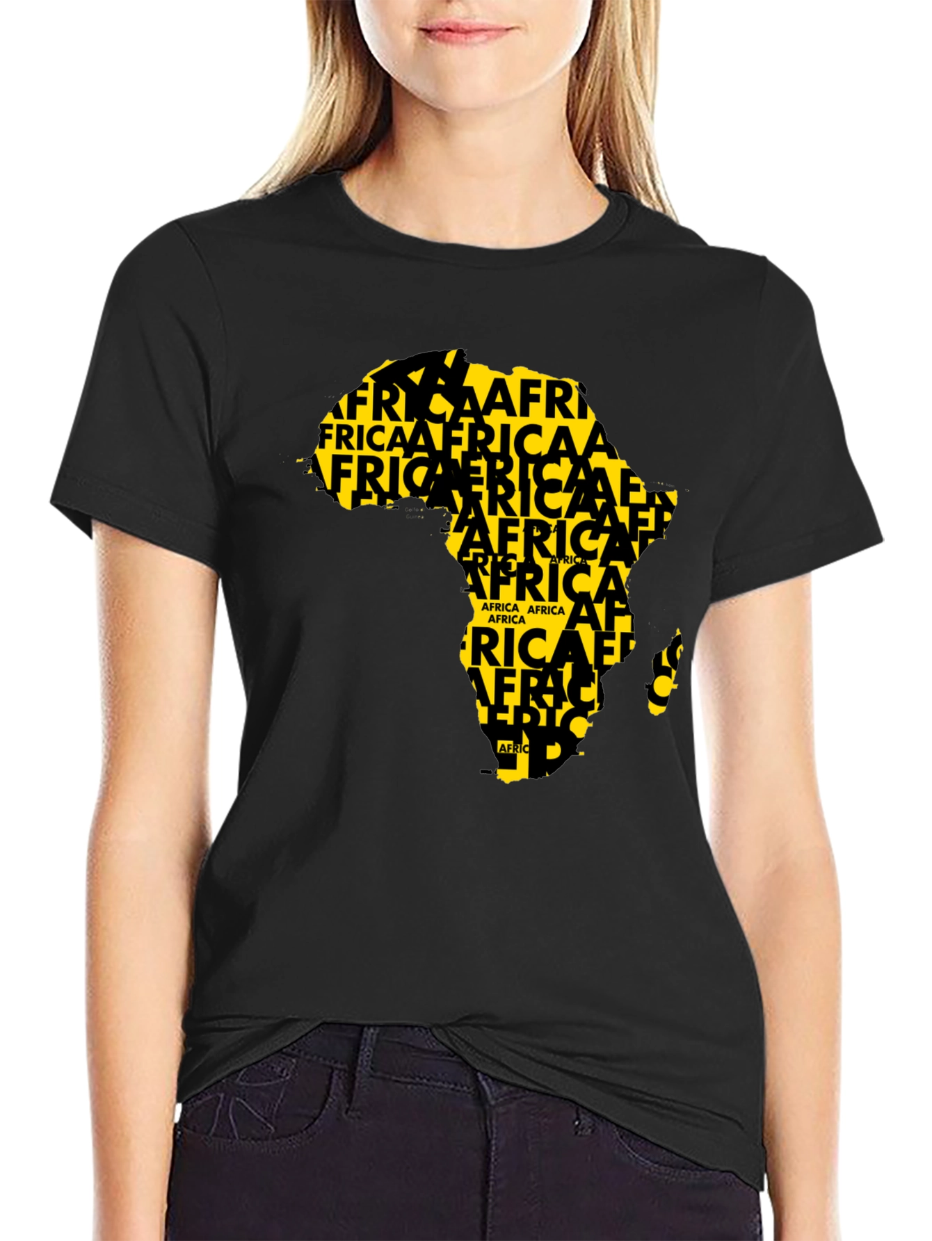 Africa Map T-Shirt - Black Crew Neck Graphic Tee
