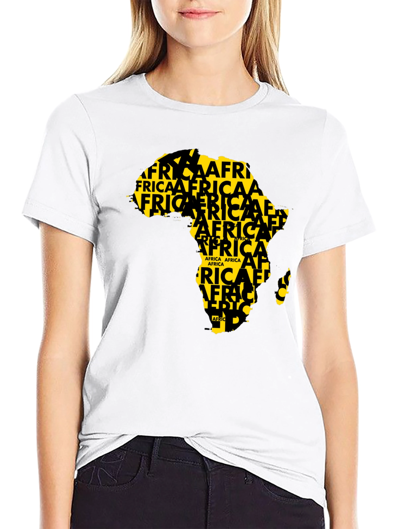 Africa Map T-Shirt - Black Crew Neck Graphic Tee