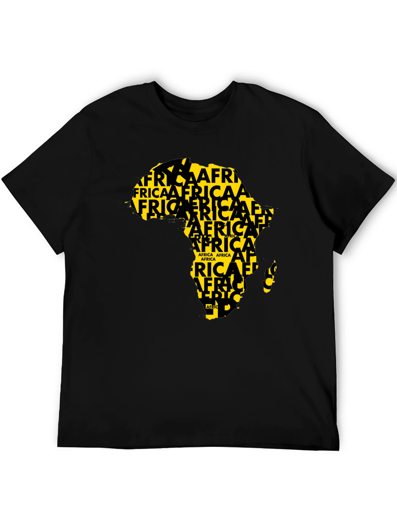 Africa Map T-Shirt - Black Crew Neck Graphic Tee