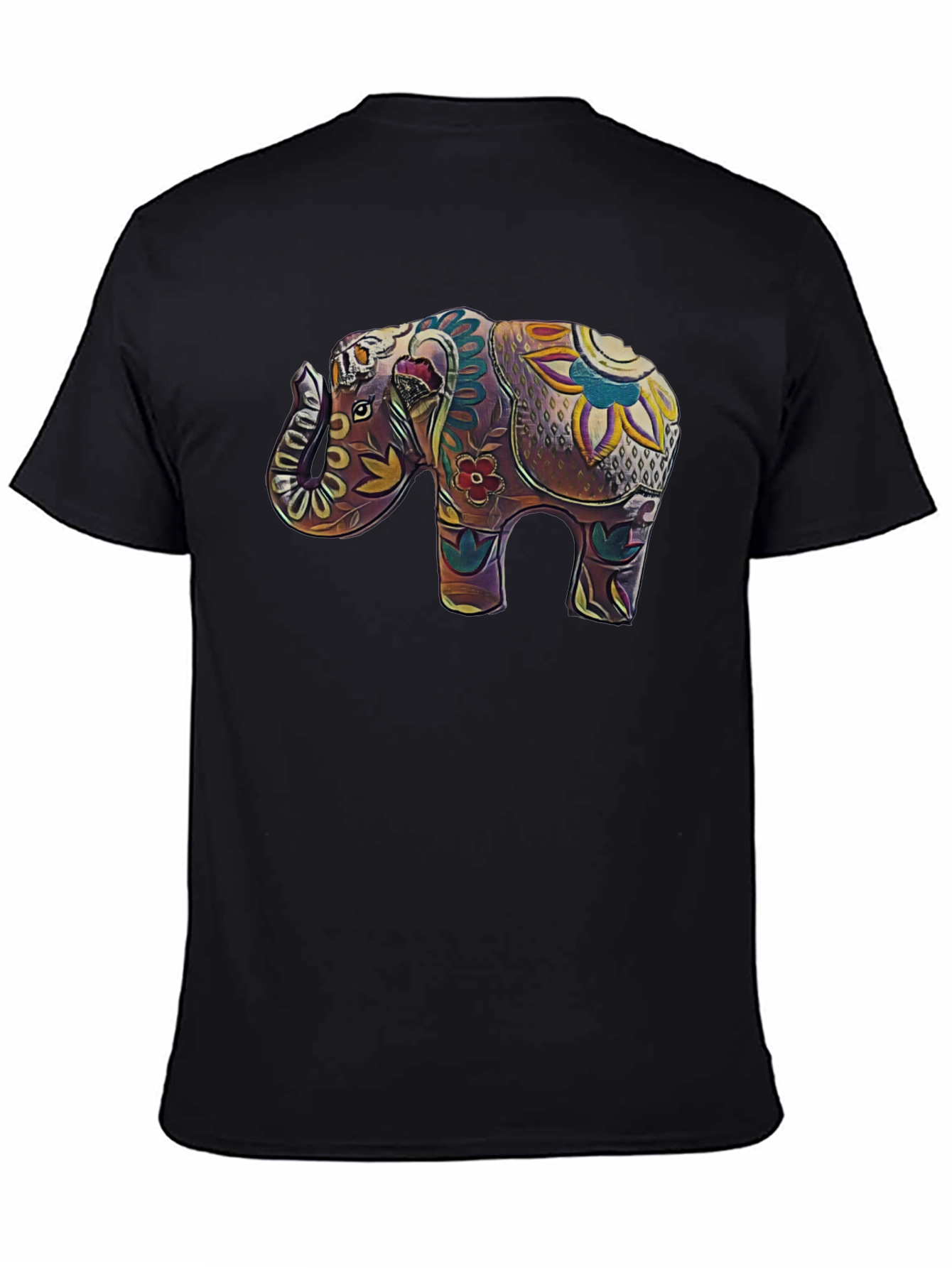 Elephant Art Graphic Tee - Stylish Black T-Shirt