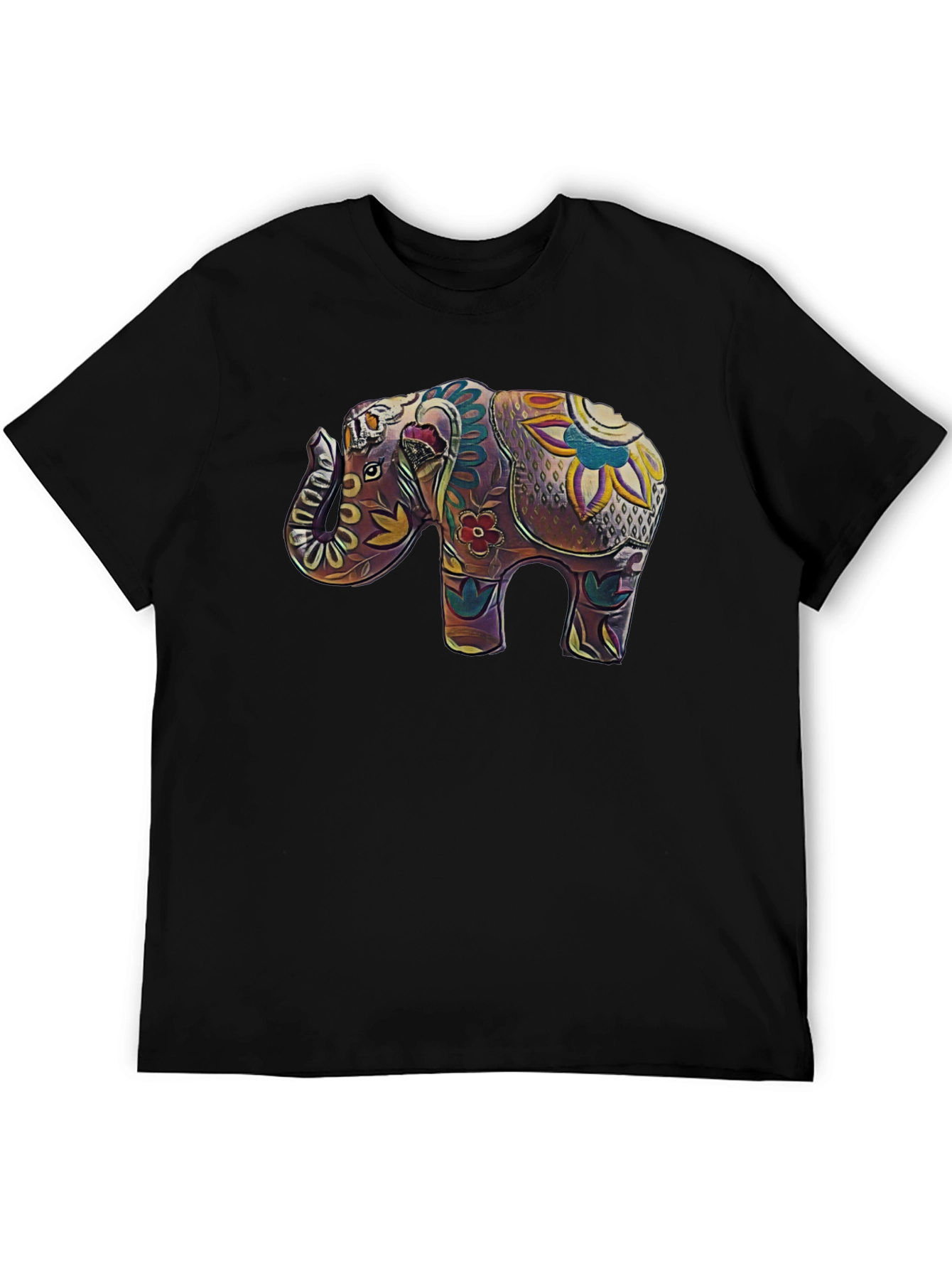 Elephant Art Graphic Tee - Stylish Black T-Shirt