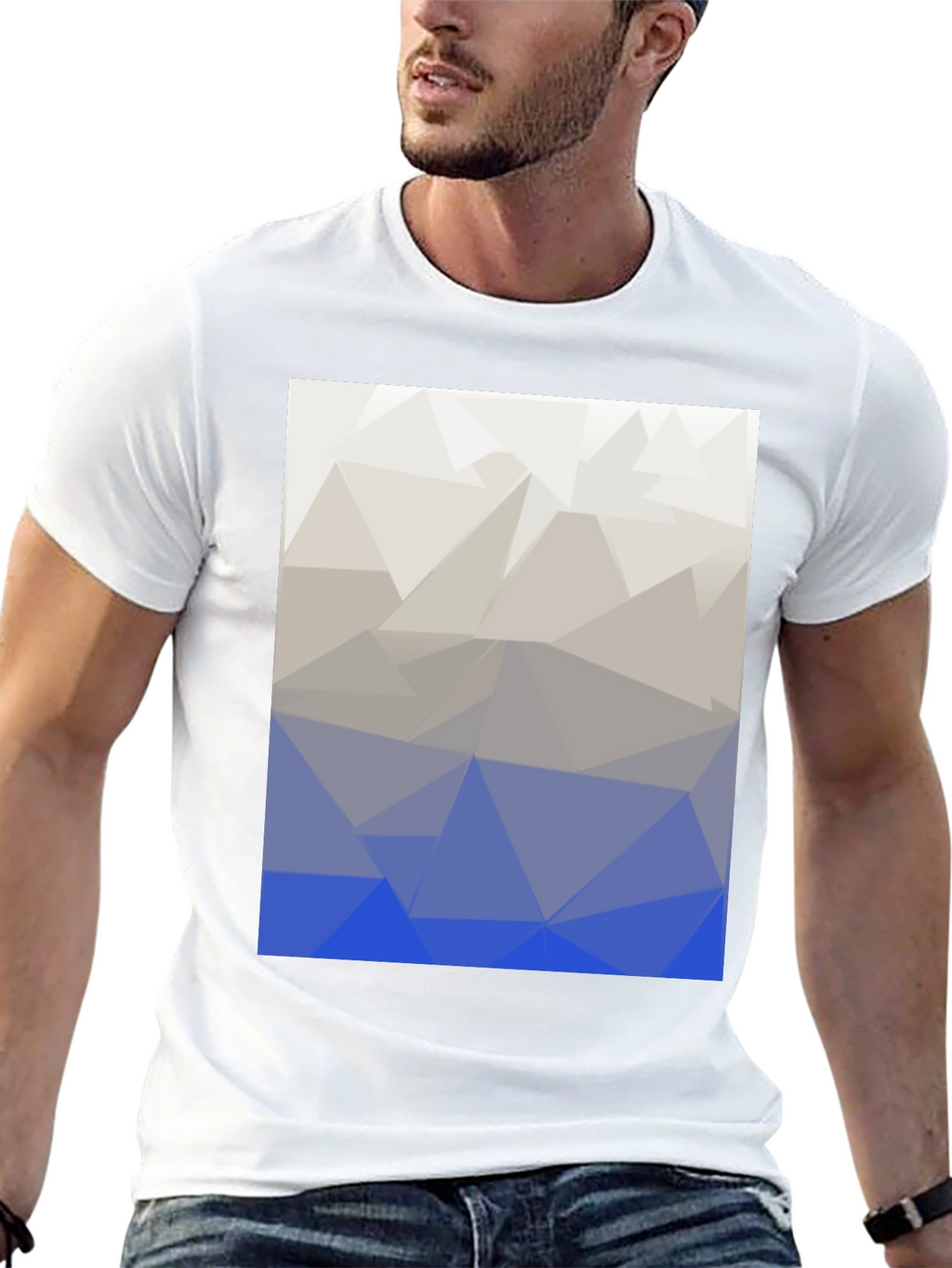 Abstract Geometric Triangle Print T-Shirt - Black