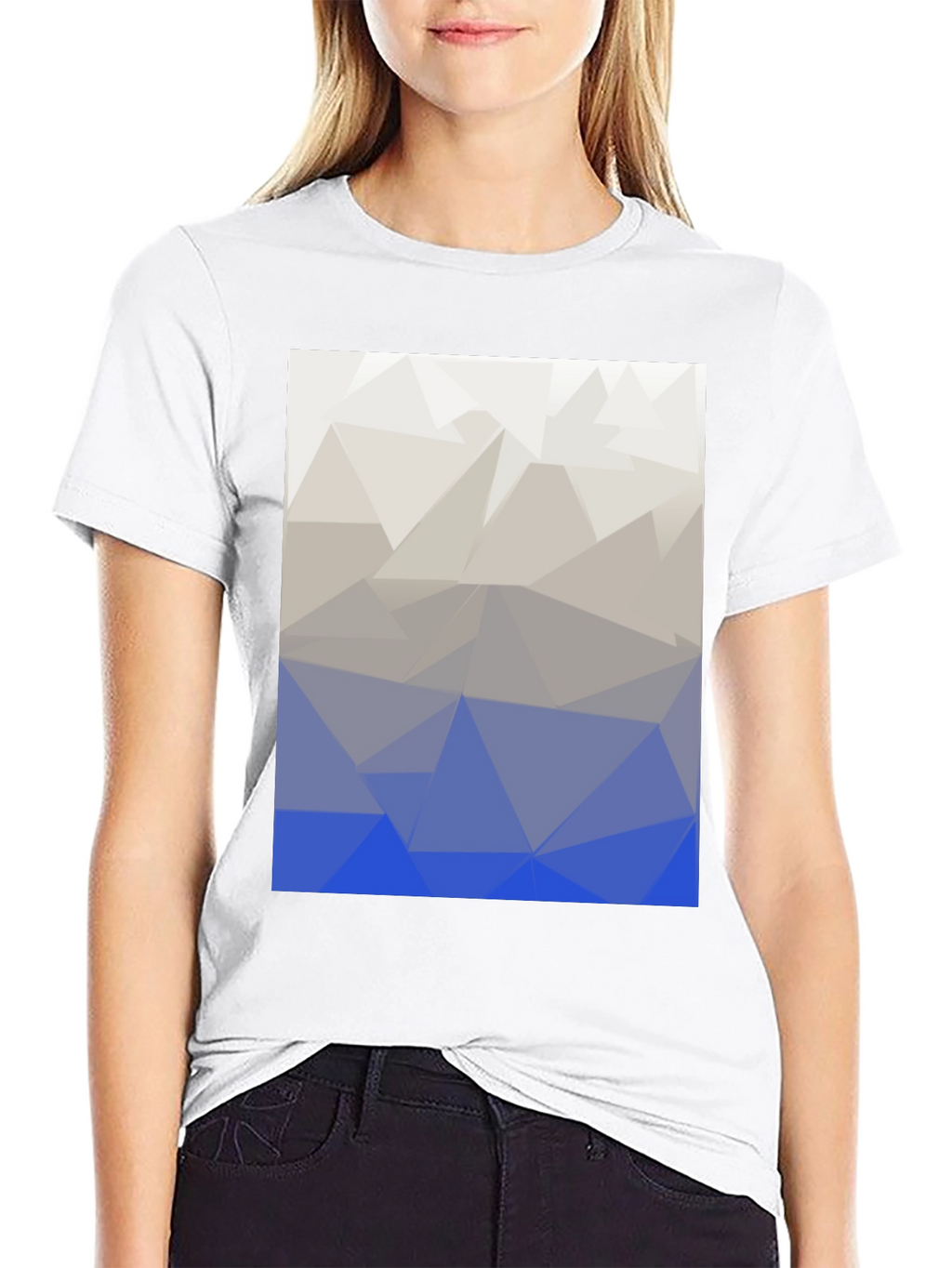 Abstract Geometric Triangle Print T-Shirt - Black
