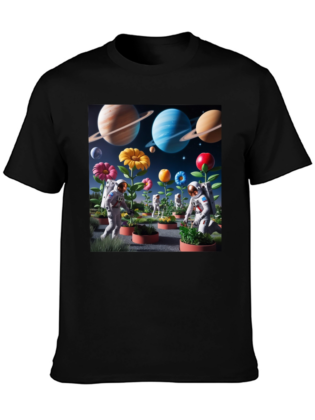 Astronauts Gardening Planets T-Shirt