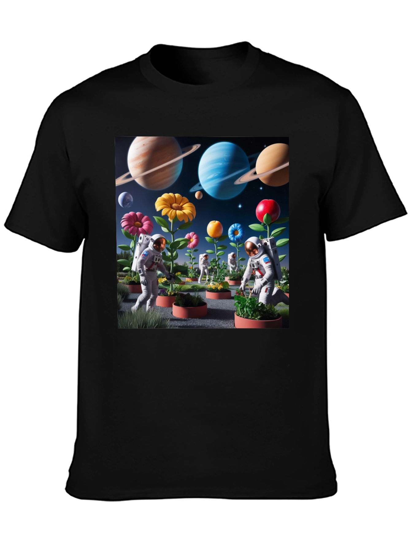 Astronauts Gardening Planets T-Shirt