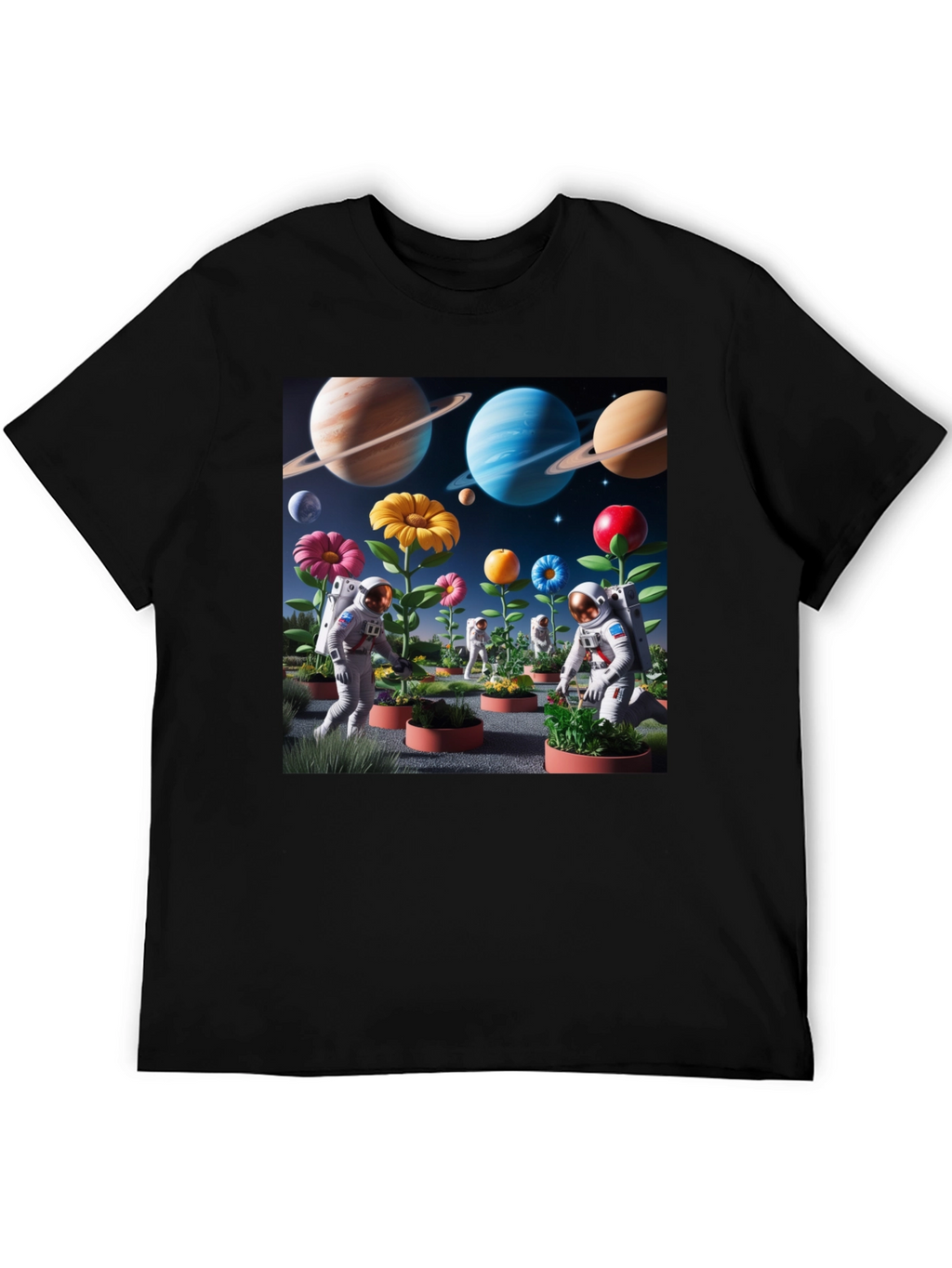 Astronauts Gardening Planets T-Shirt