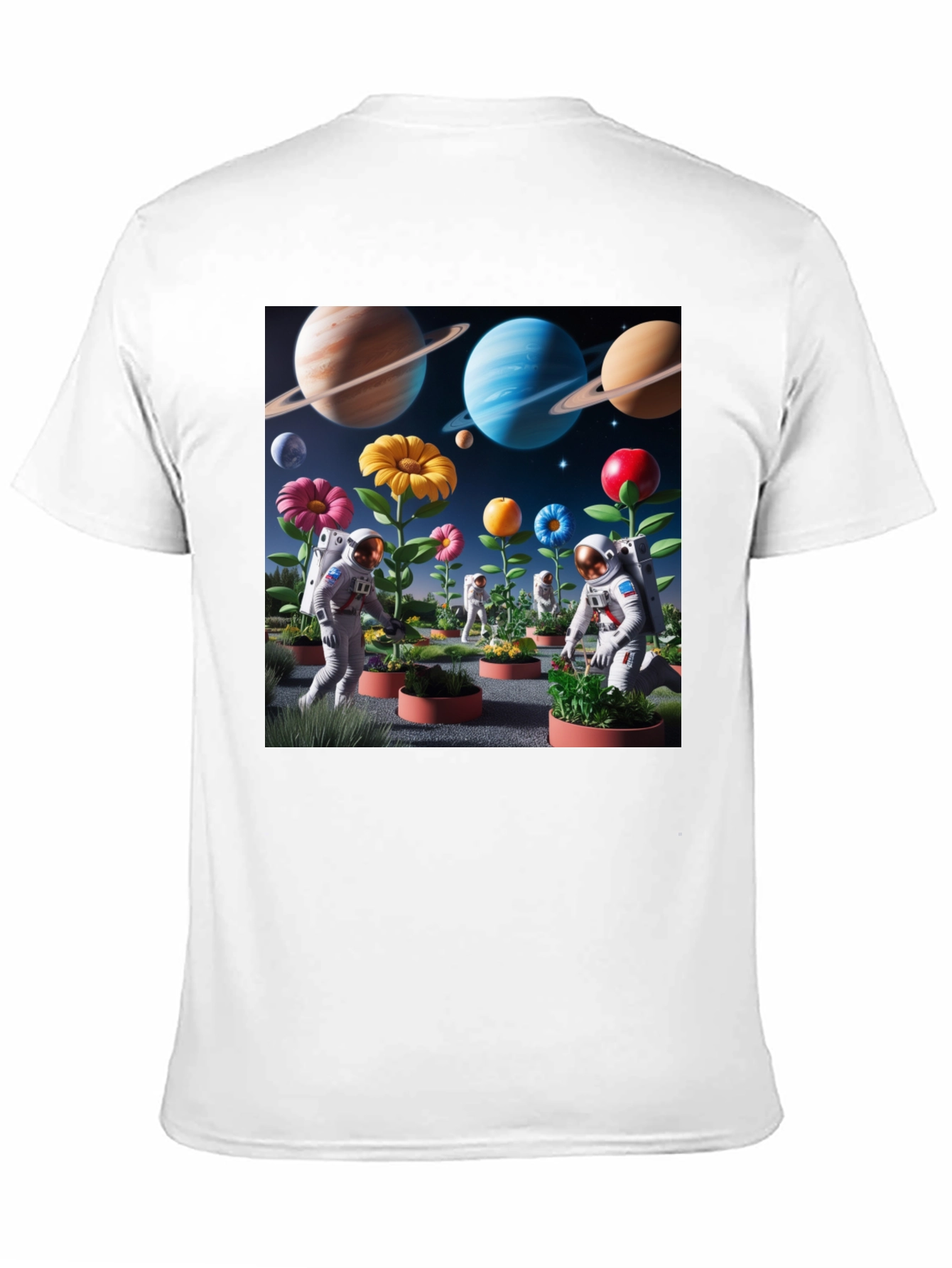 Astronauts Gardening Planets T-Shirt