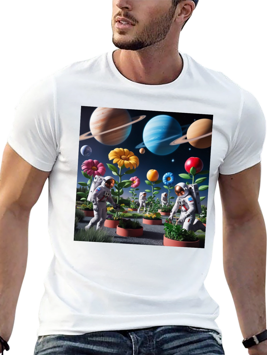 Astronauts Gardening Planets T-Shirt