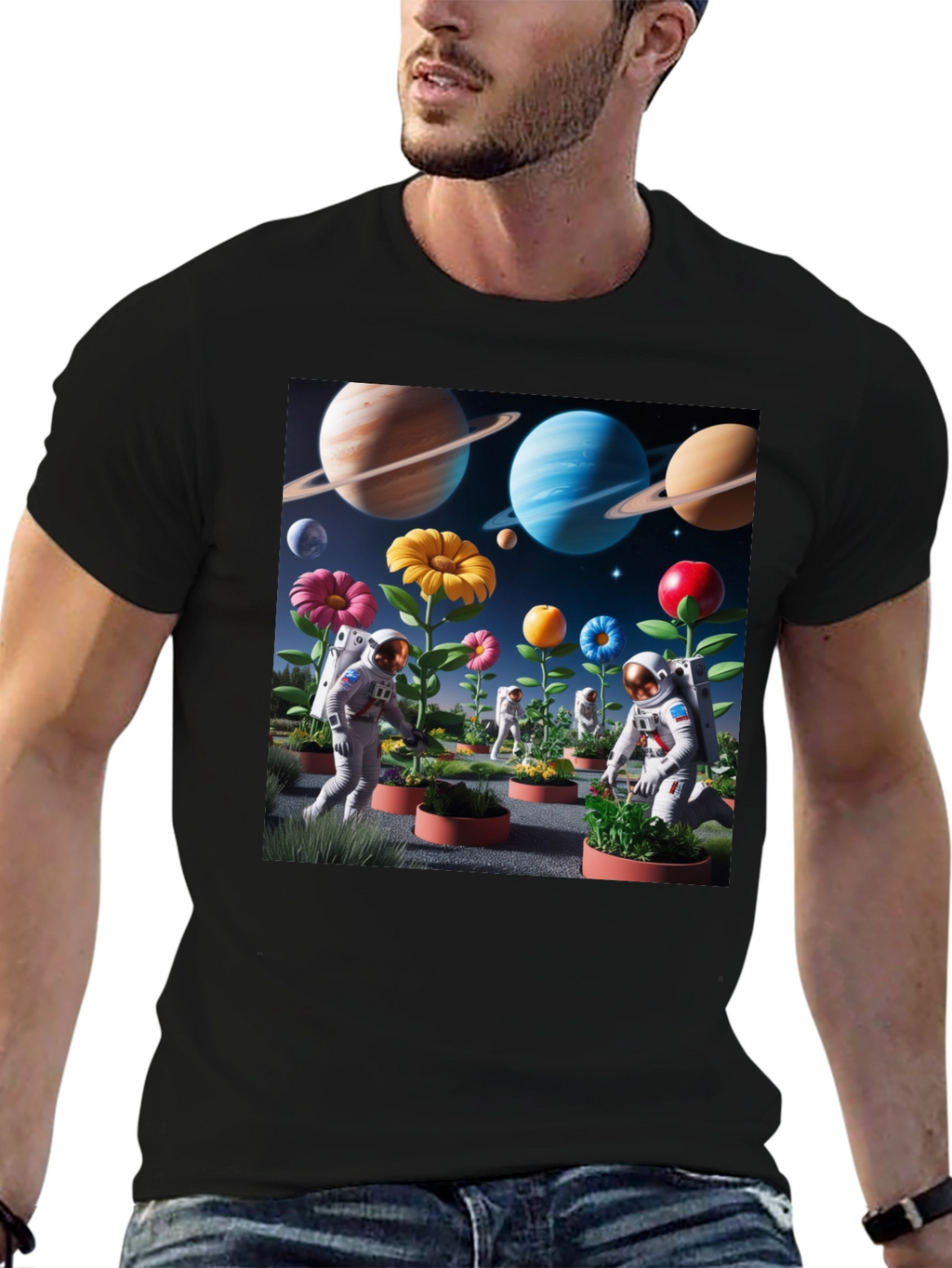 Astronauts Gardening Planets T-Shirt
