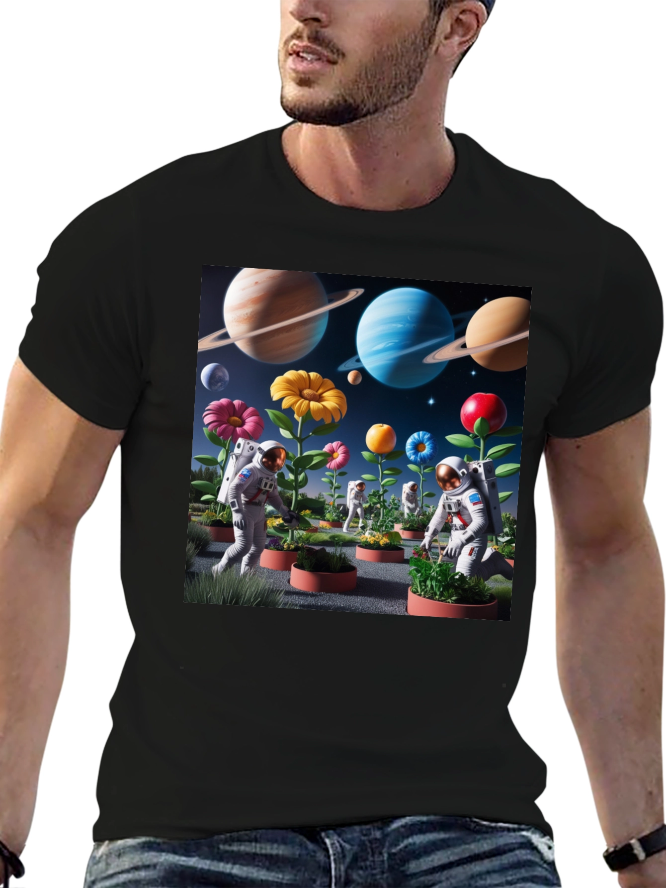 Astronauts Gardening Planets T-Shirt