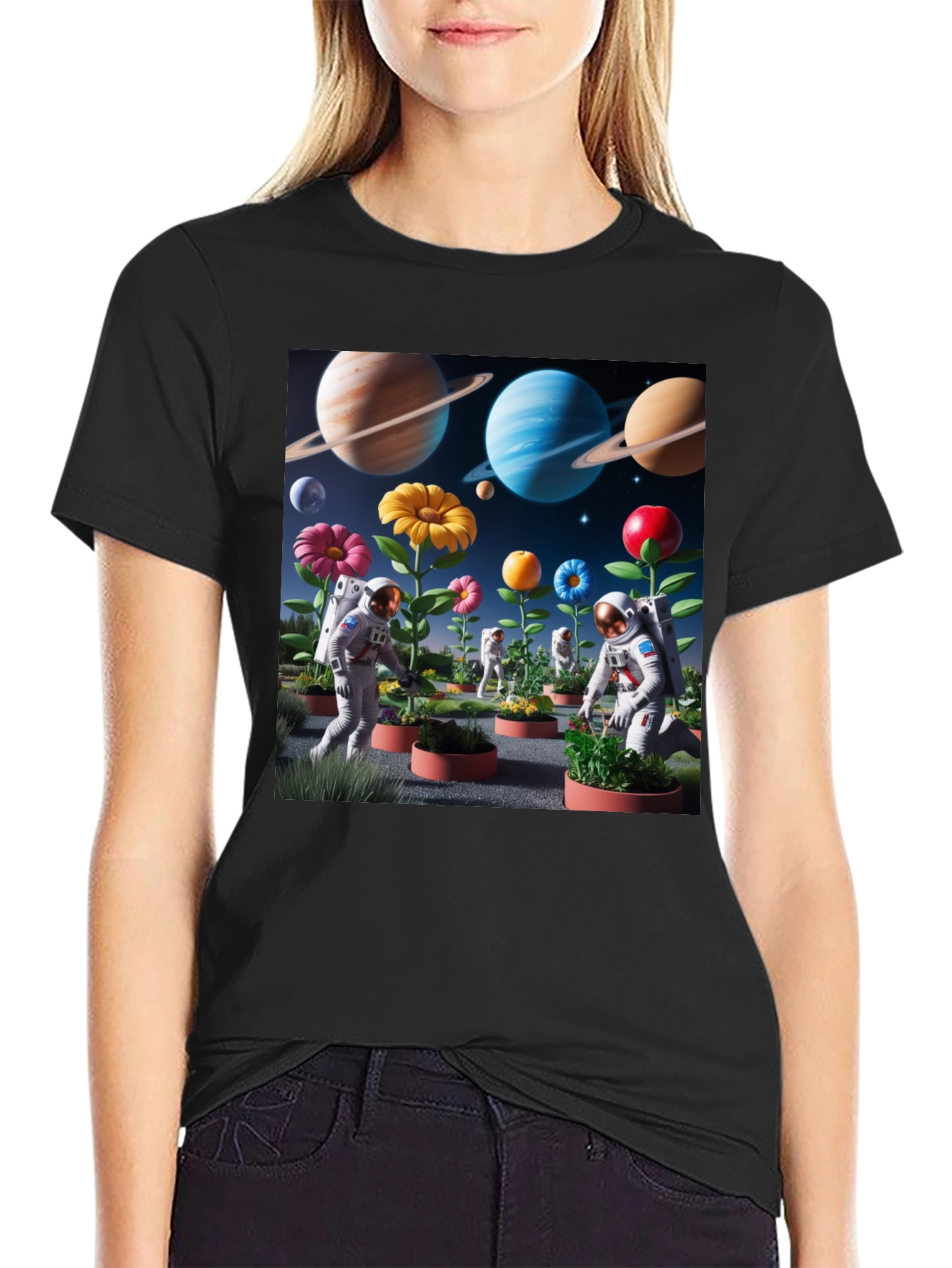 Astronauts Gardening Planets T-Shirt