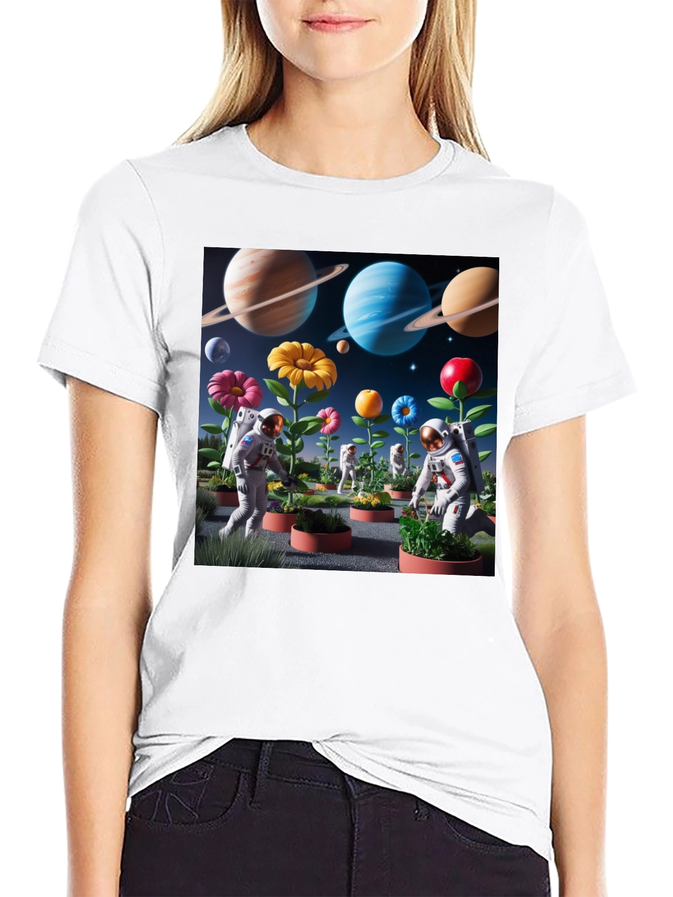Astronauts Gardening Planets T-Shirt