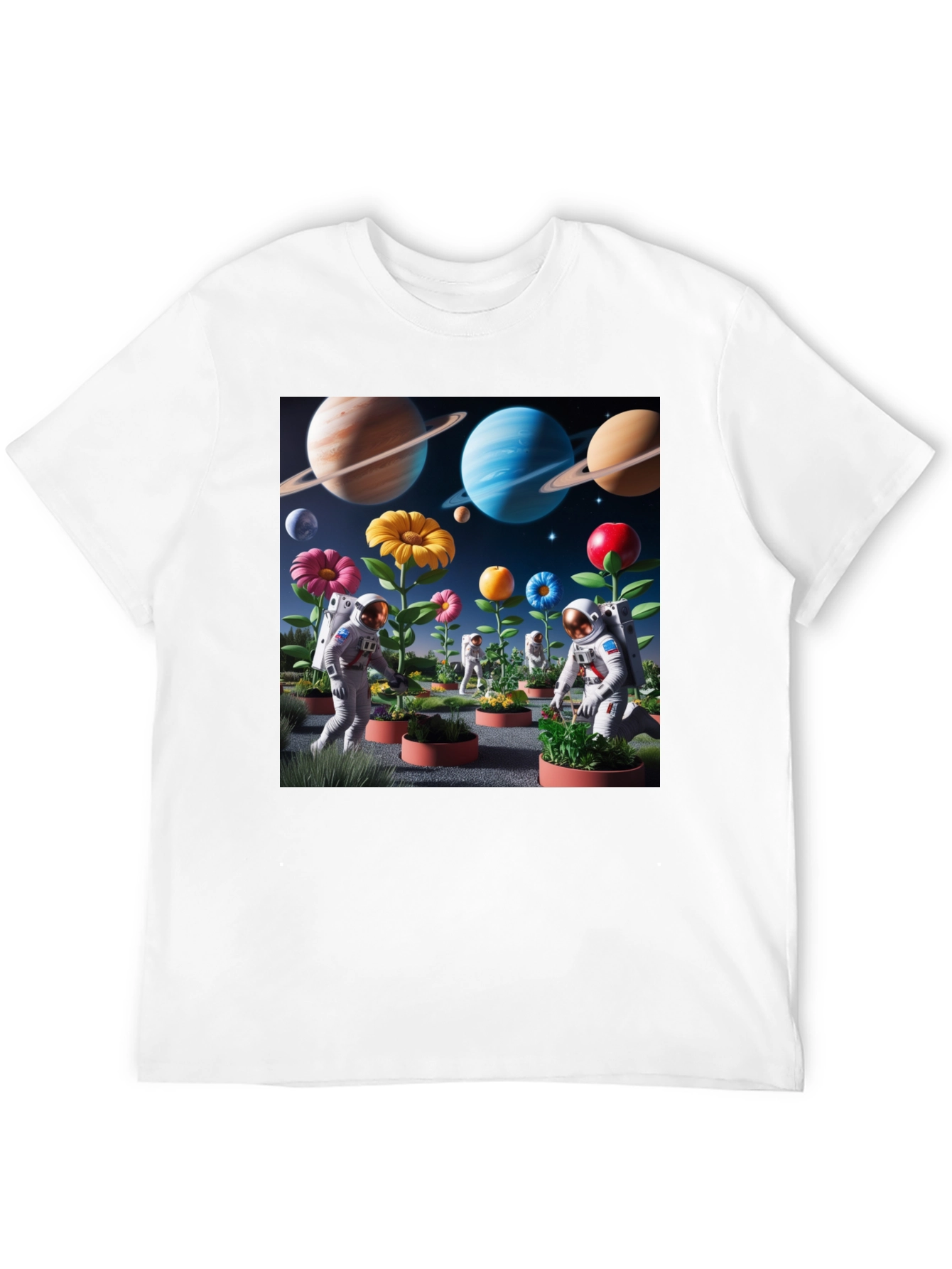 Astronauts Gardening Planets T-Shirt