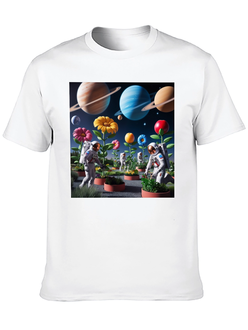 Astronauts Gardening Planets T-Shirt