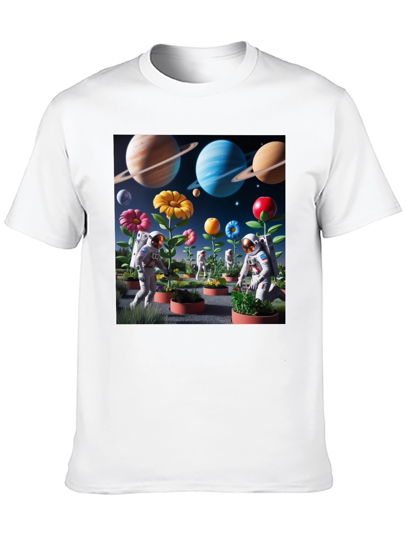 Astronauts Gardening Planets T-Shirt