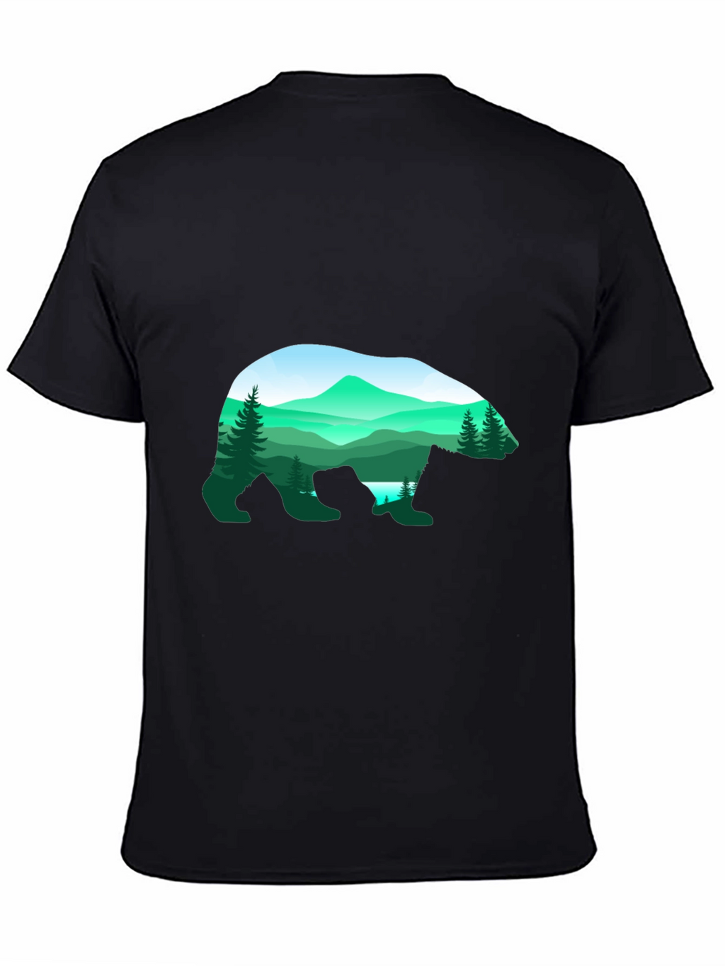 Bear Silhouette Mountain Graphic Tee - Black