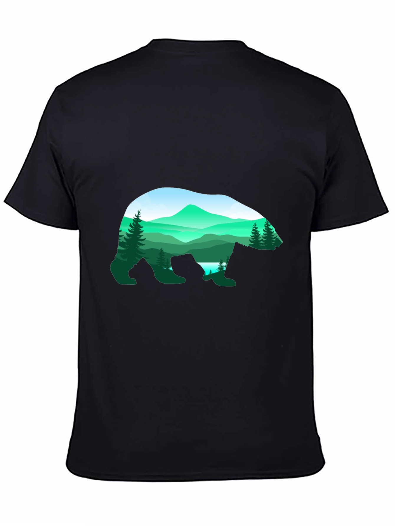 Bear Silhouette Mountain Graphic Tee - Black