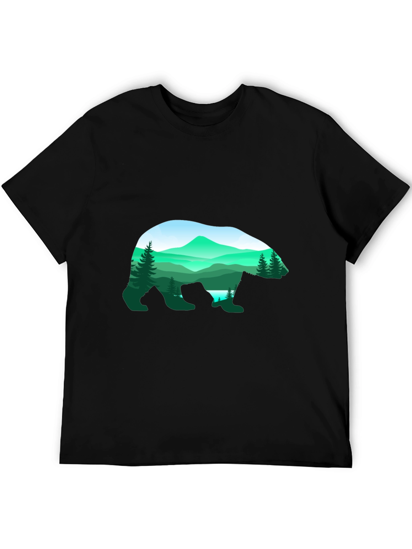 Bear Silhouette Mountain Graphic Tee - Black