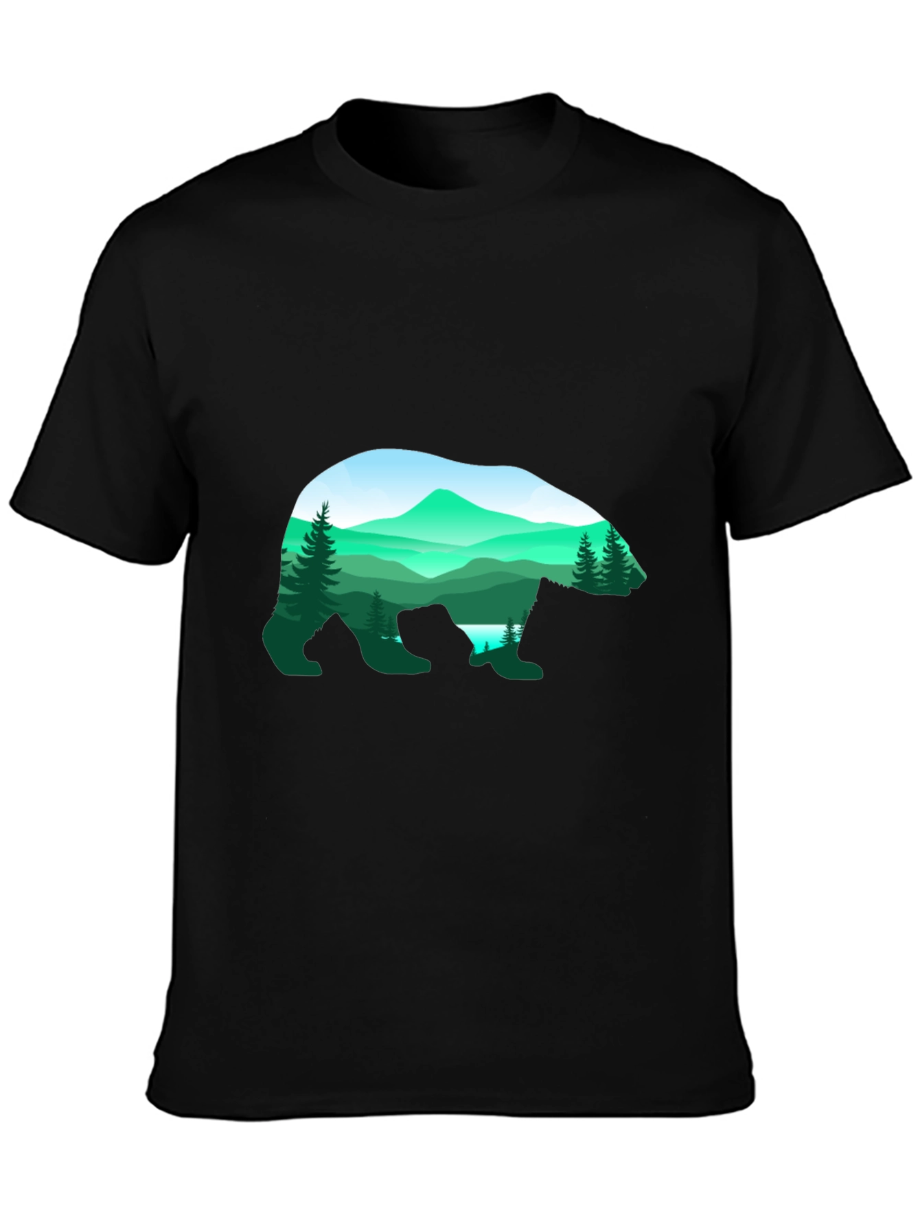 Bear Silhouette Mountain Graphic Tee - Black