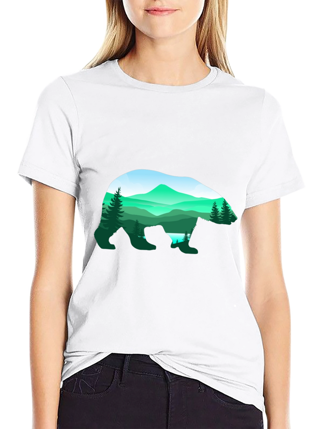 Bear Silhouette Mountain Graphic Tee - Black