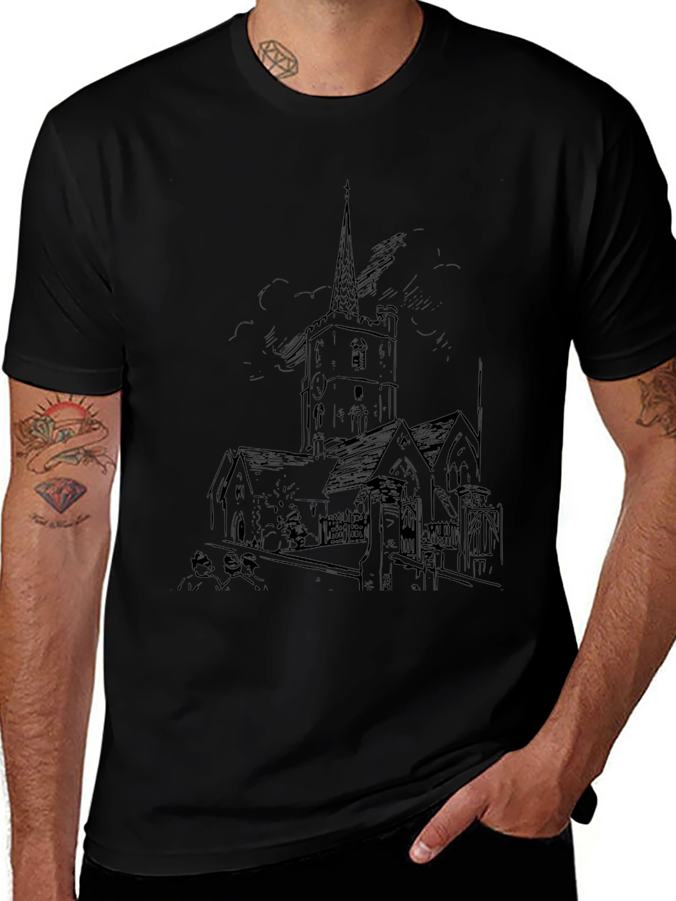 Black Church Sketch T-Shirt