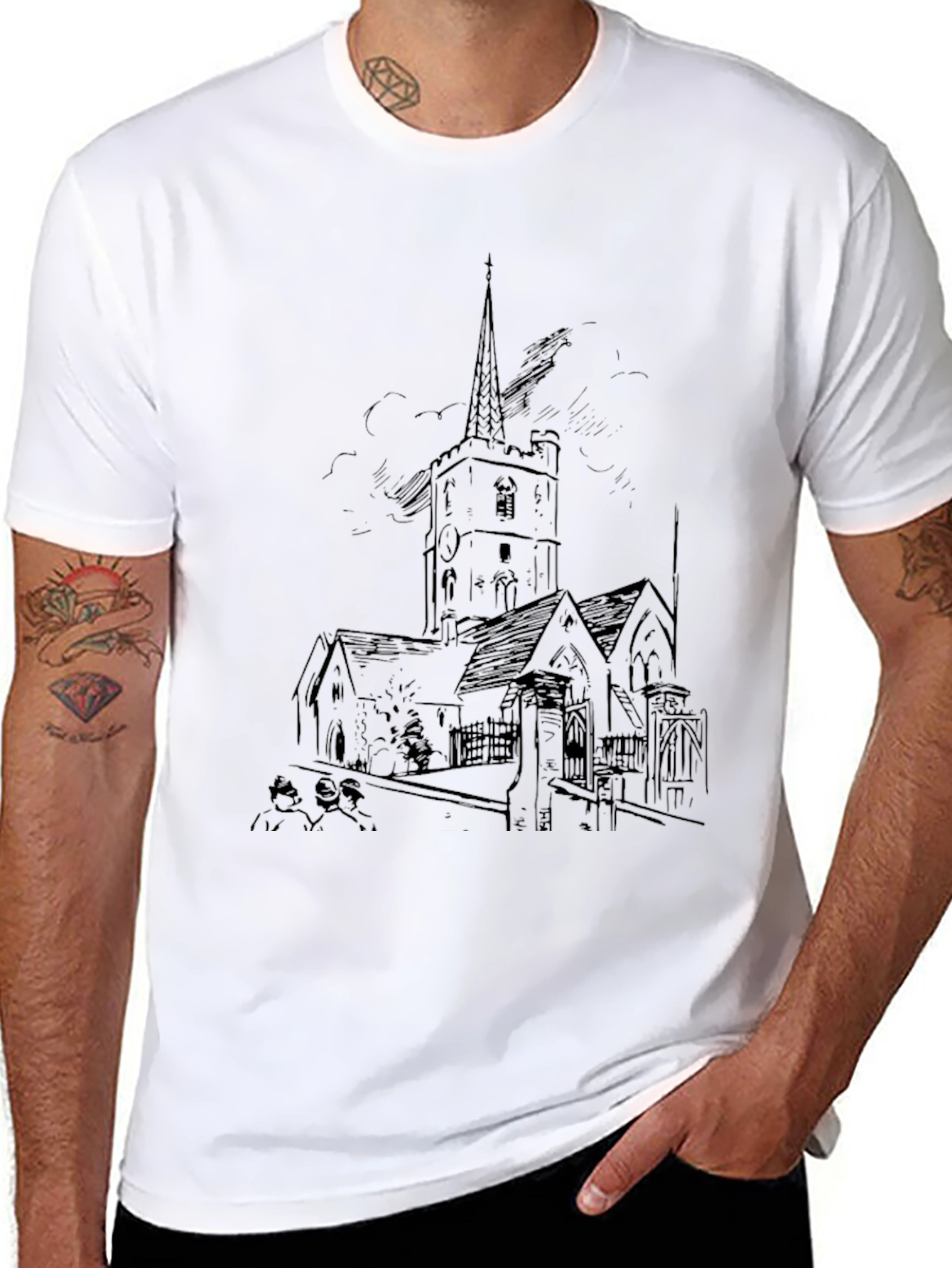 Black Church Sketch T-Shirt