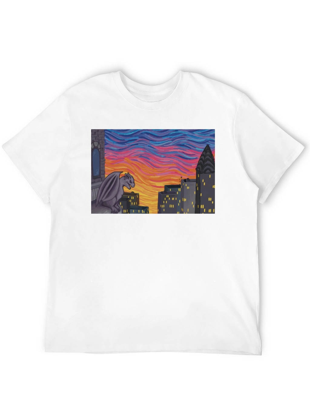 Gargoyle Cityscape Graphic Tee - Urban Style