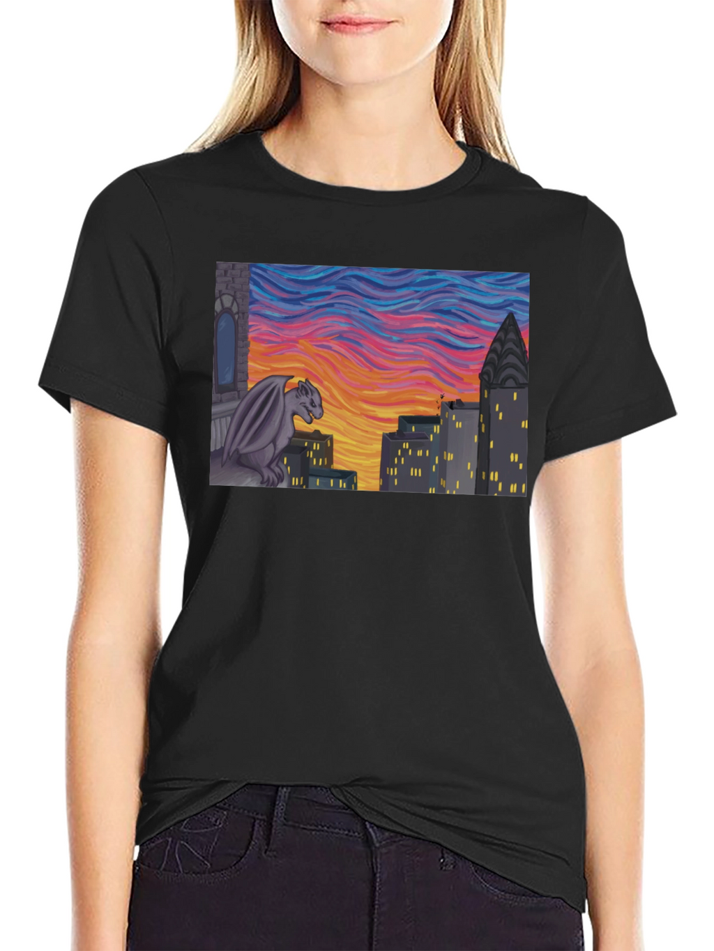 Gargoyle Cityscape Graphic Tee - Urban Style