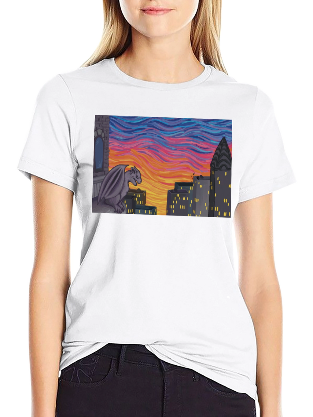 Gargoyle Cityscape Graphic Tee - Urban Style