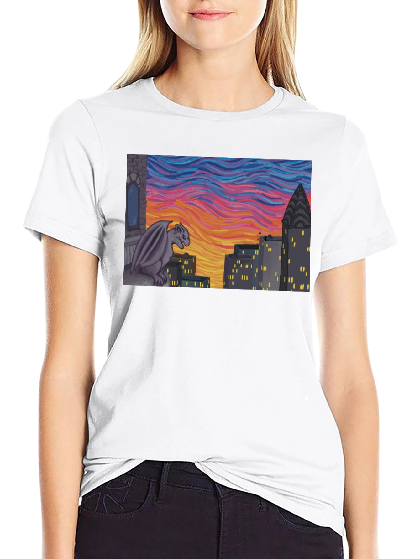 Gargoyle Cityscape Graphic Tee - Urban Style