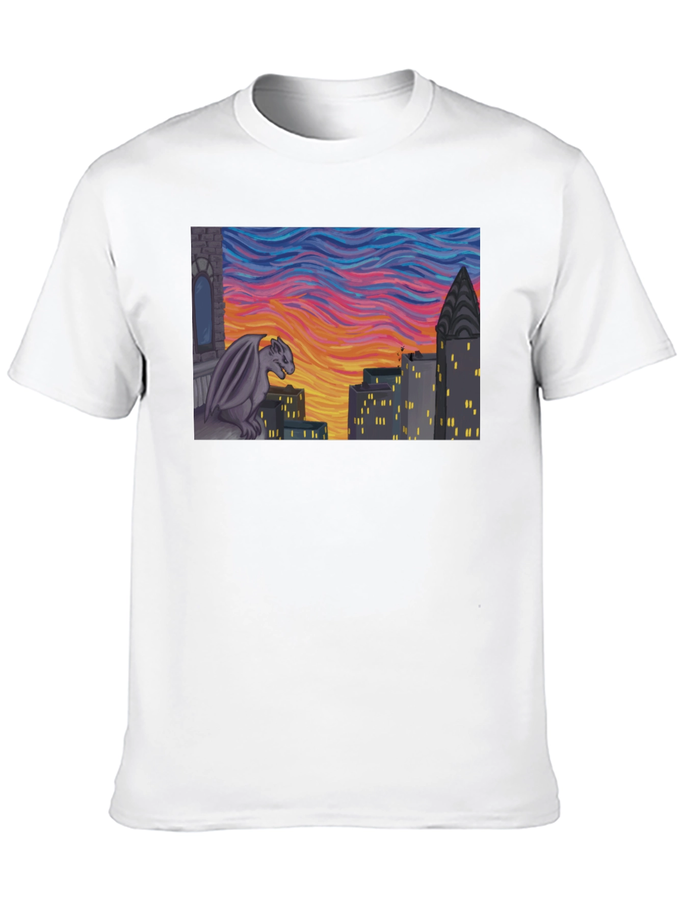 Gargoyle Cityscape Graphic Tee - Urban Style