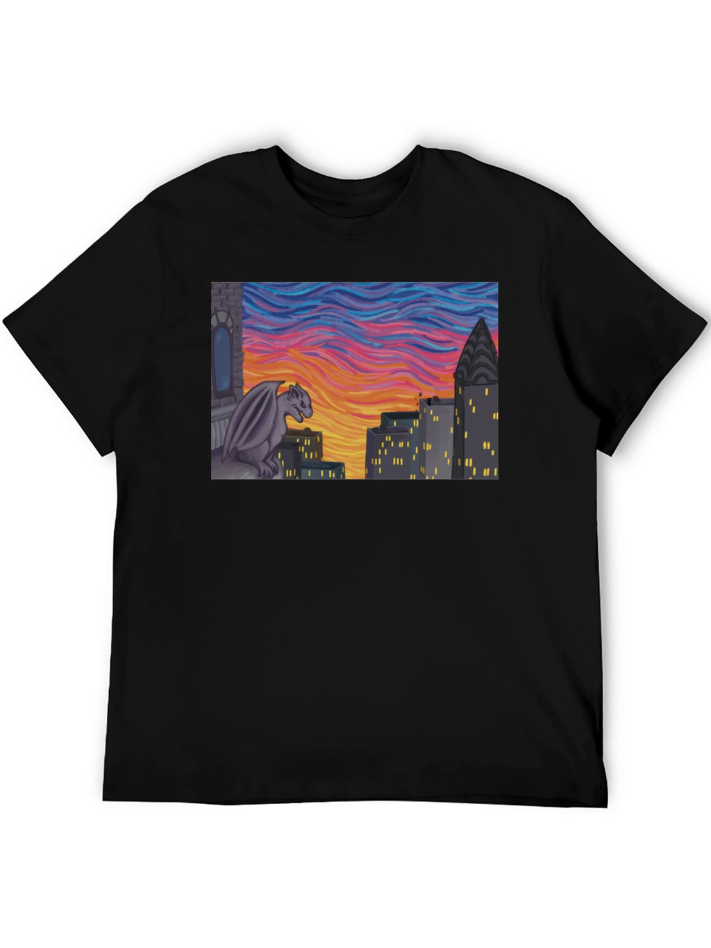 Gargoyle Cityscape Graphic Tee - Urban Style