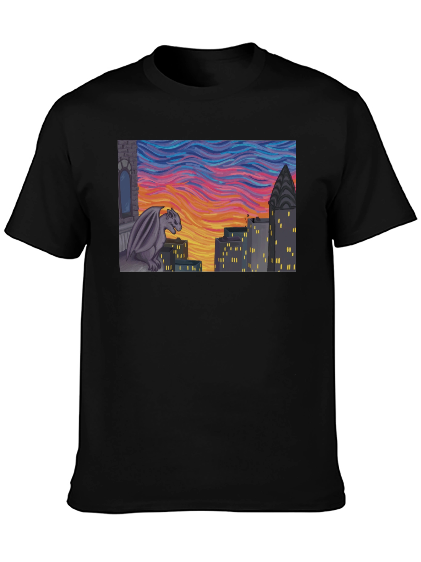 Gargoyle Cityscape Graphic Tee - Urban Style