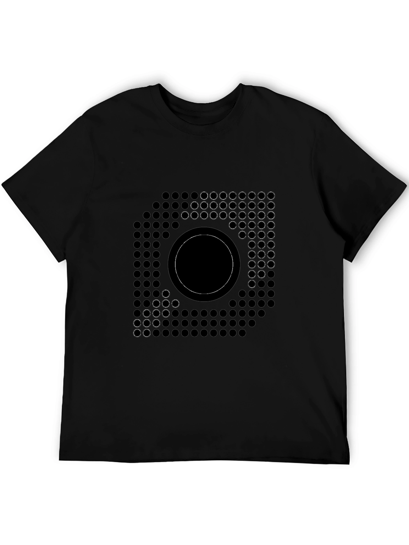 Abstract Circle Grid Graphic Black T-Shirt