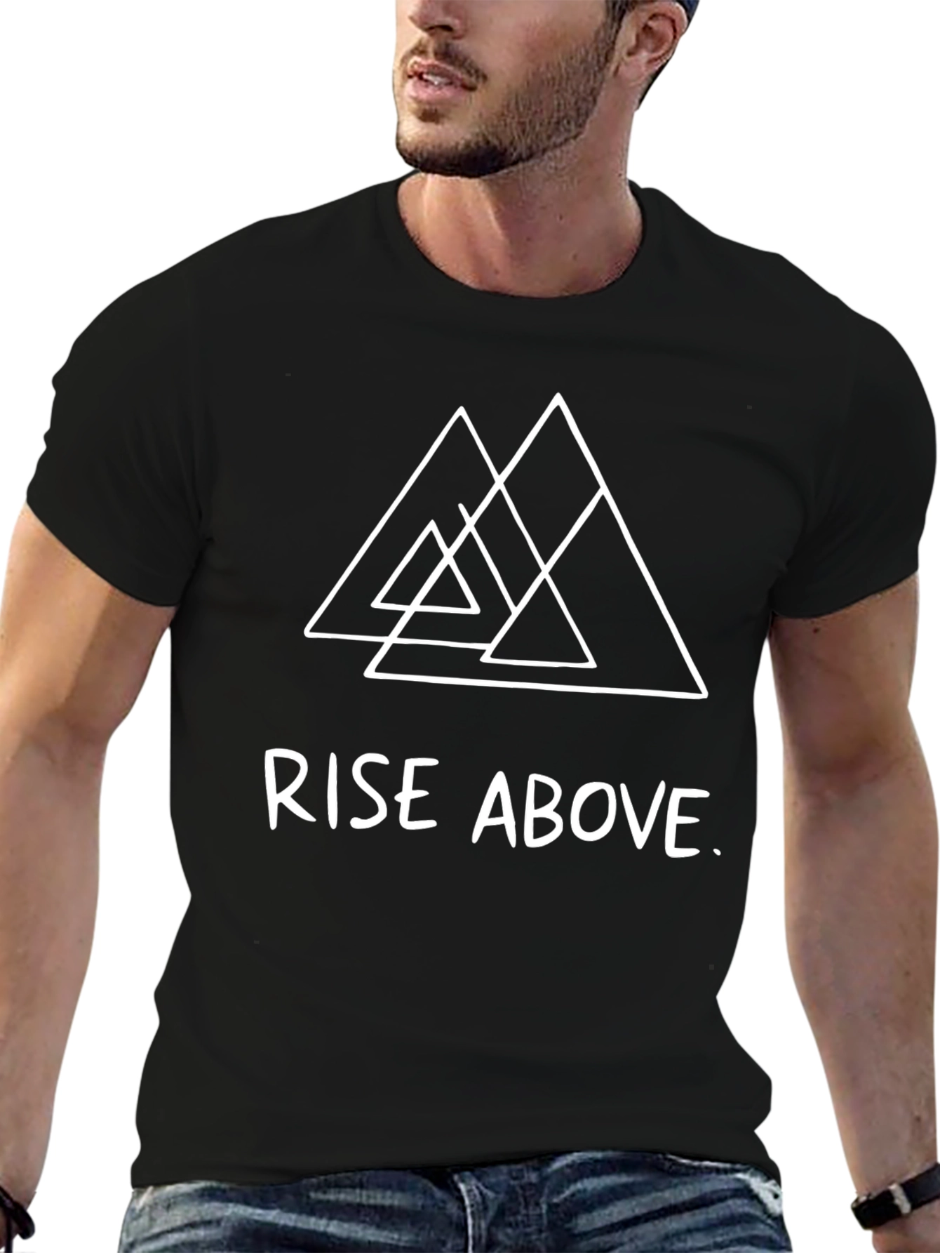 Rise Above Graphic Tee - Black Cotton T-Shirt