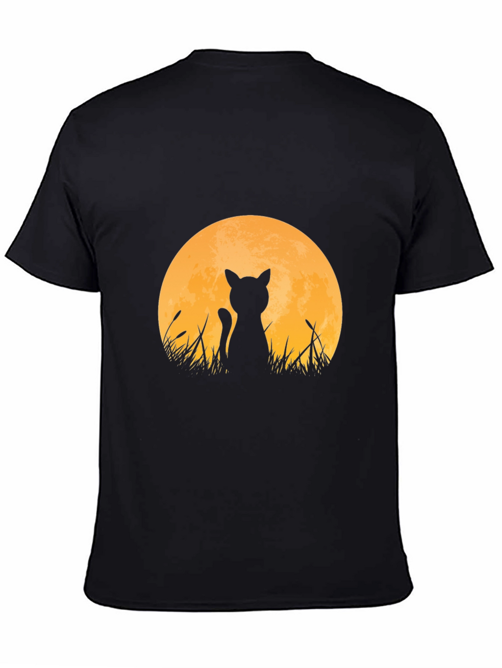 Cat Silhouette Moon T-Shirt - Black