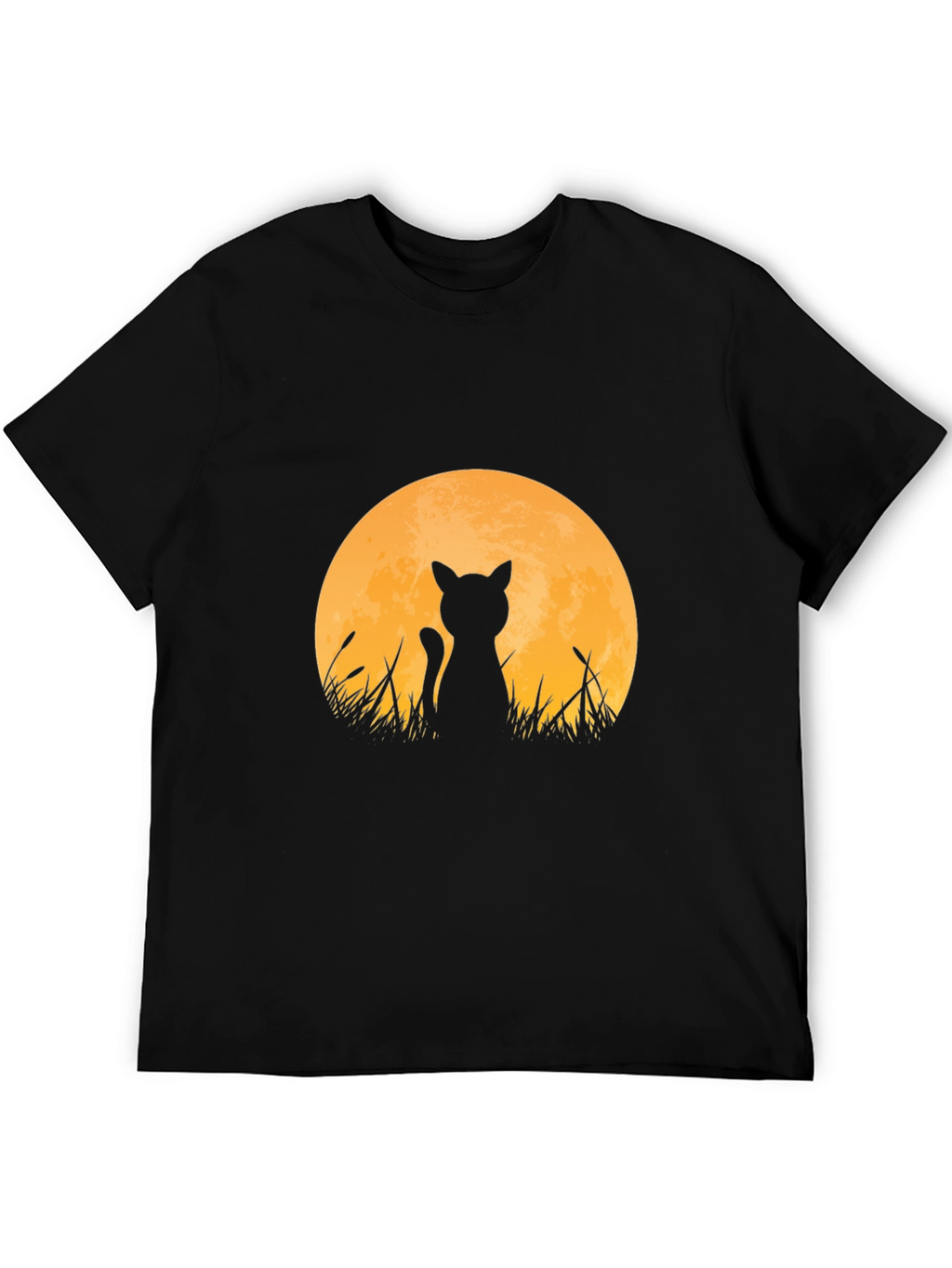 Cat Silhouette Moon T-Shirt - Black