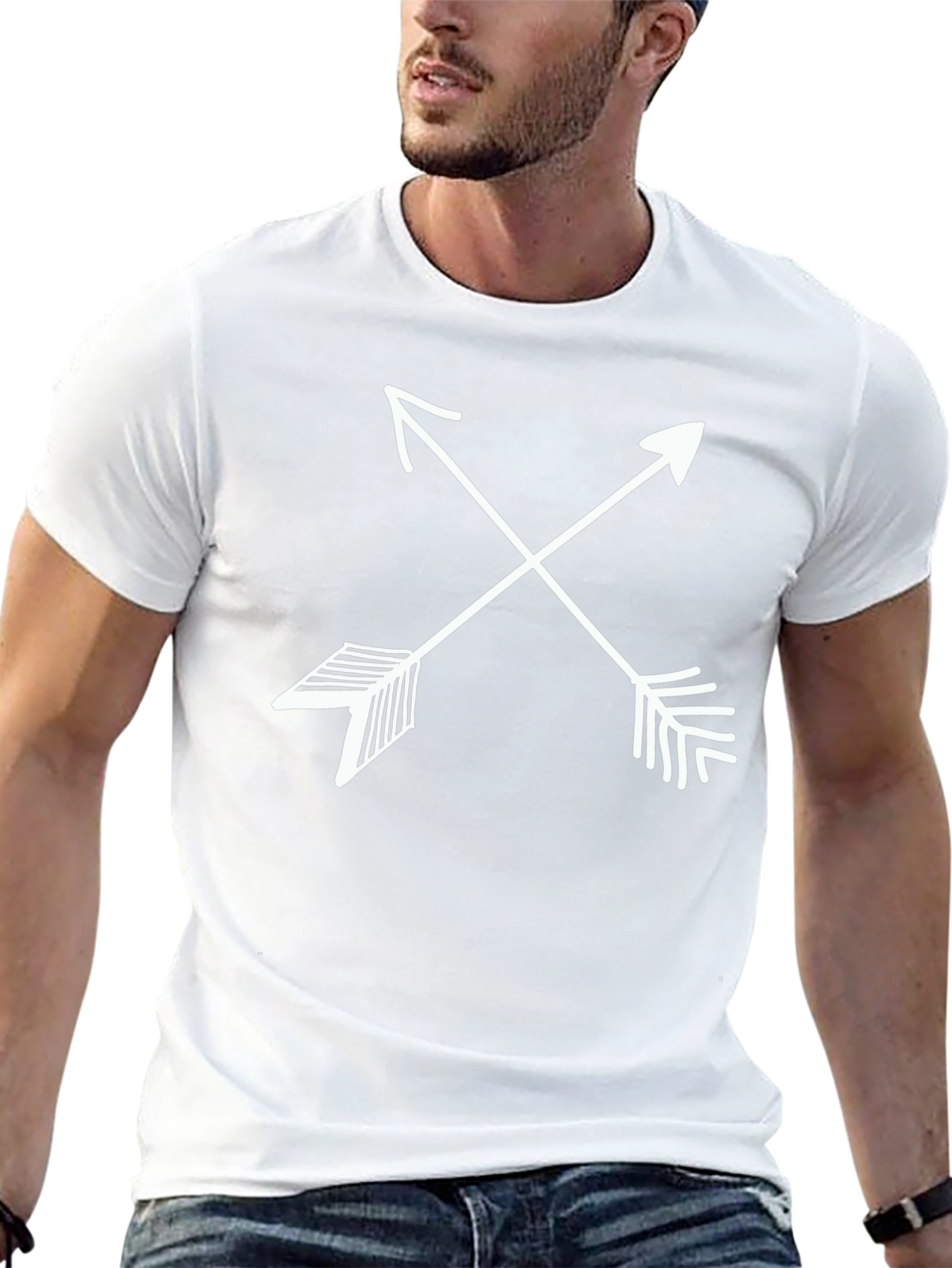Crossed Arrows Graphic Tee - Casual Black T-Shirt