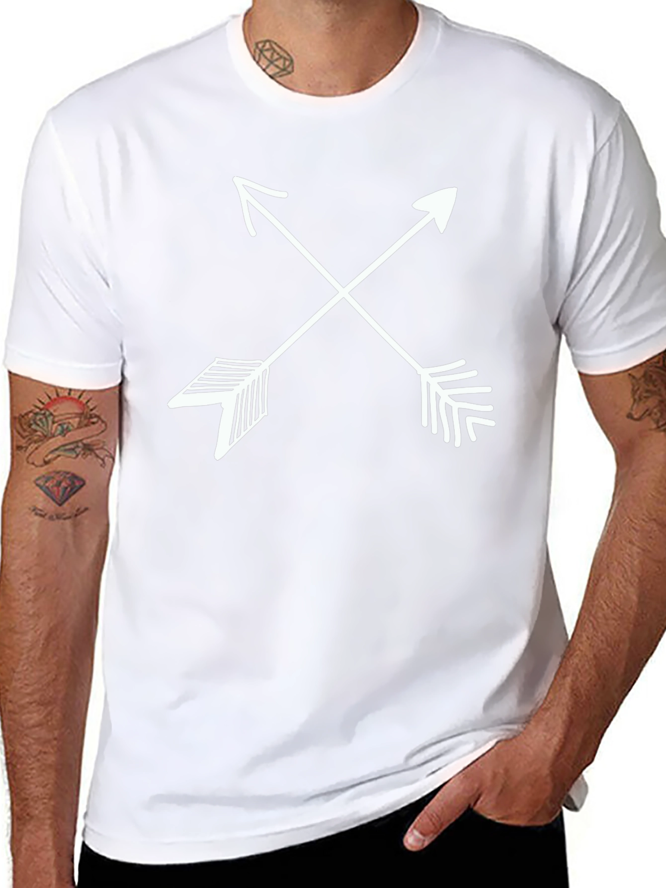 Crossed Arrows Graphic Tee - Casual Black T-Shirt