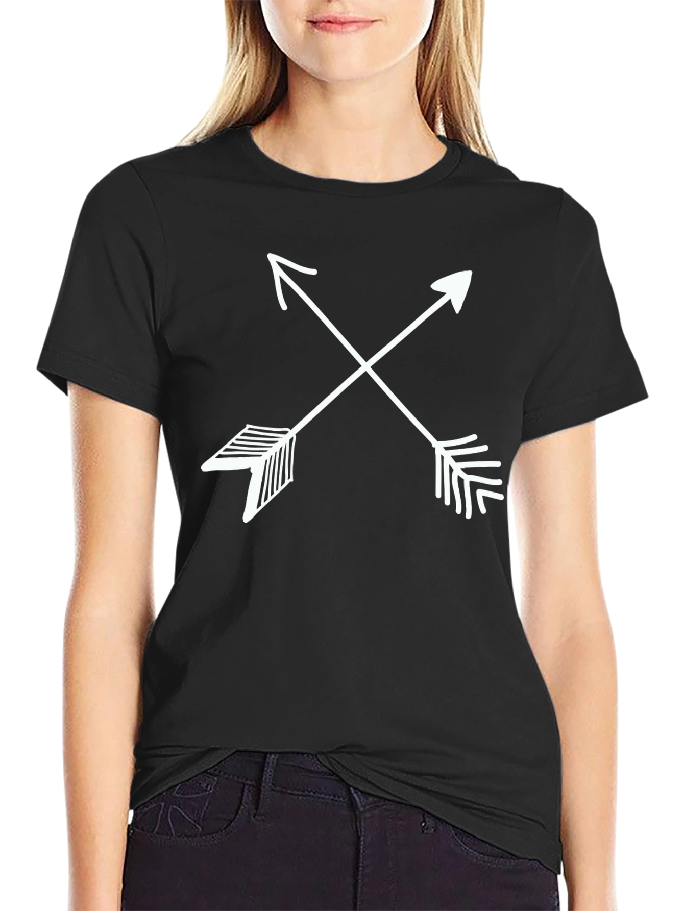 Crossed Arrows Graphic Tee - Casual Black T-Shirt