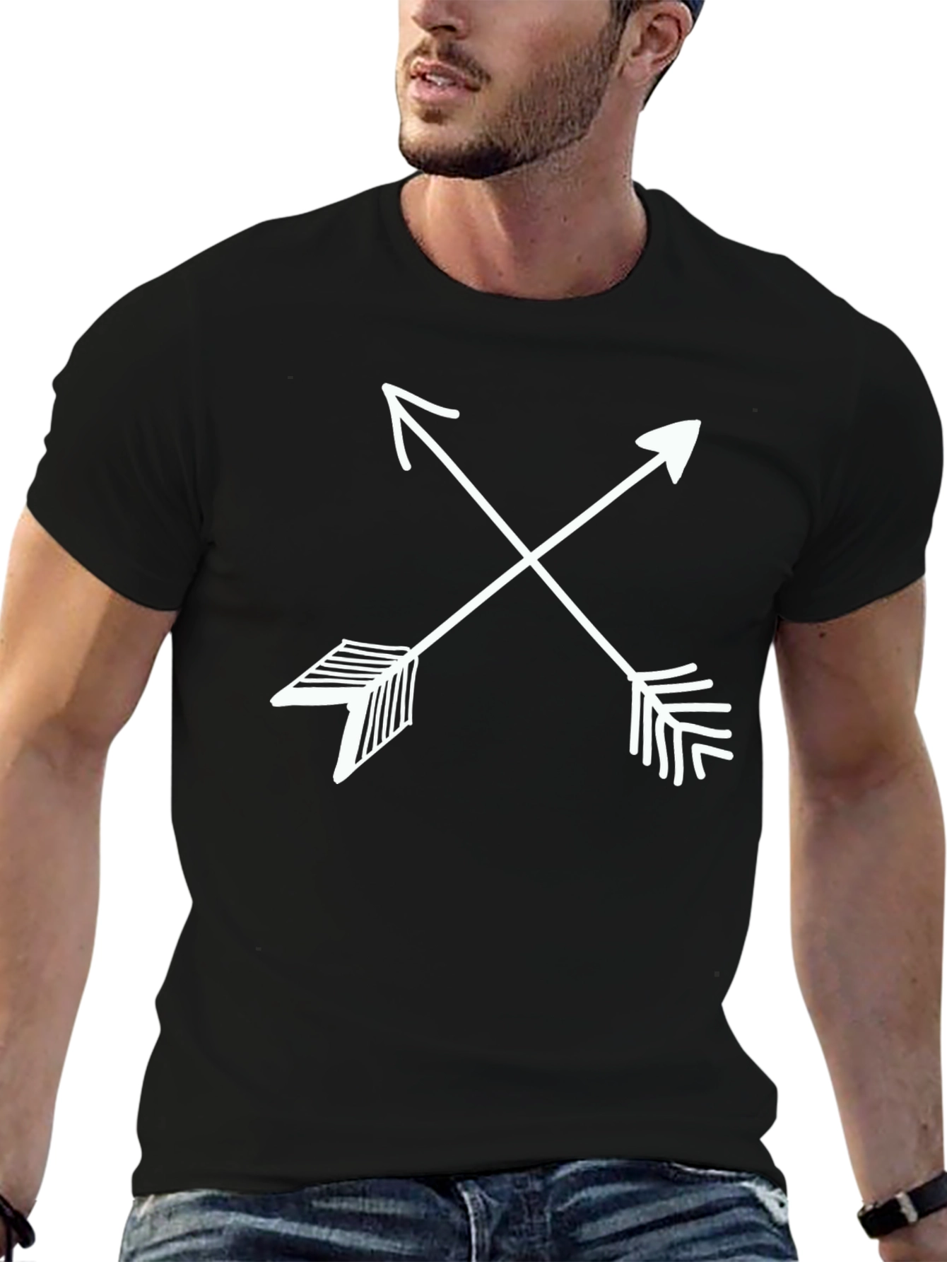 Crossed Arrows Graphic Tee - Casual Black T-Shirt