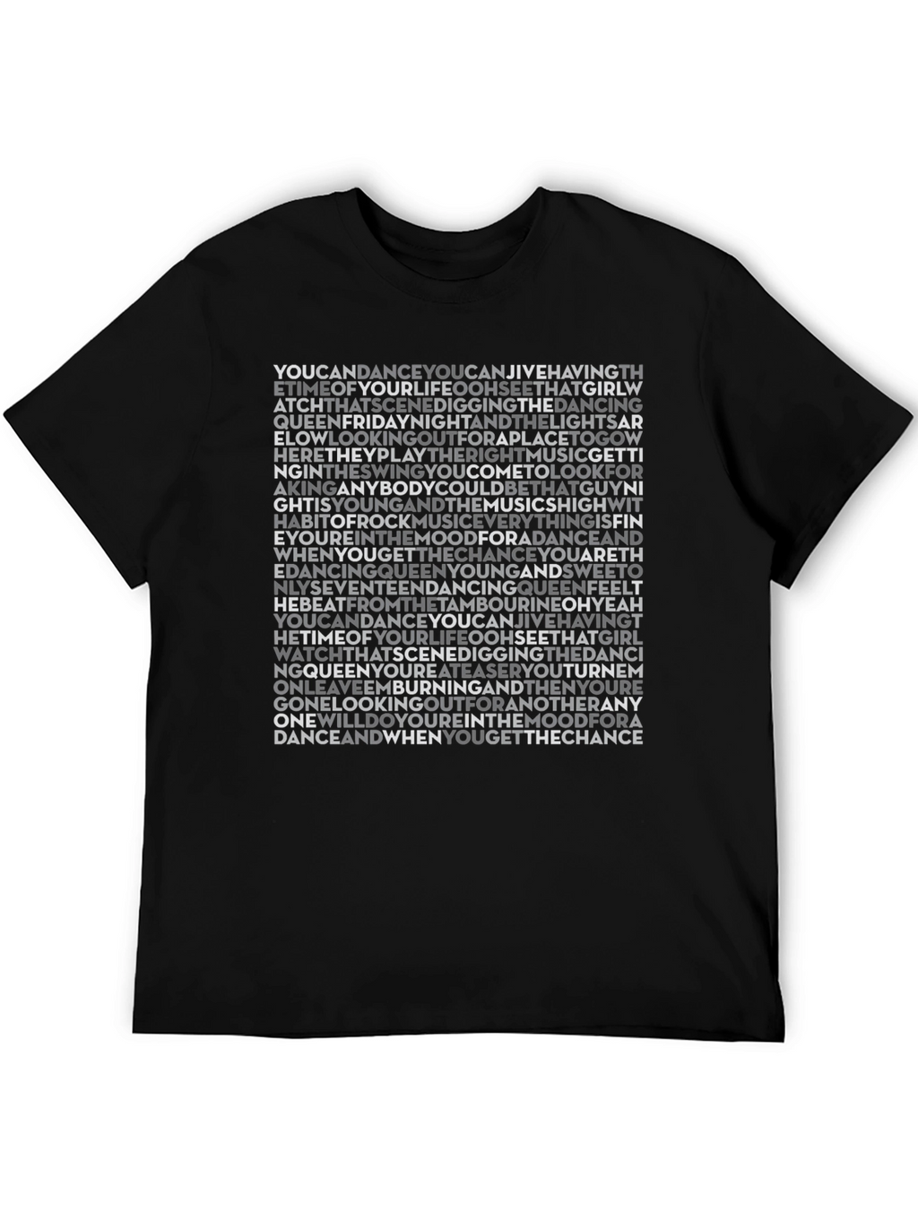 Dancing Queen Lyrics Graphic T-Shirt - Black