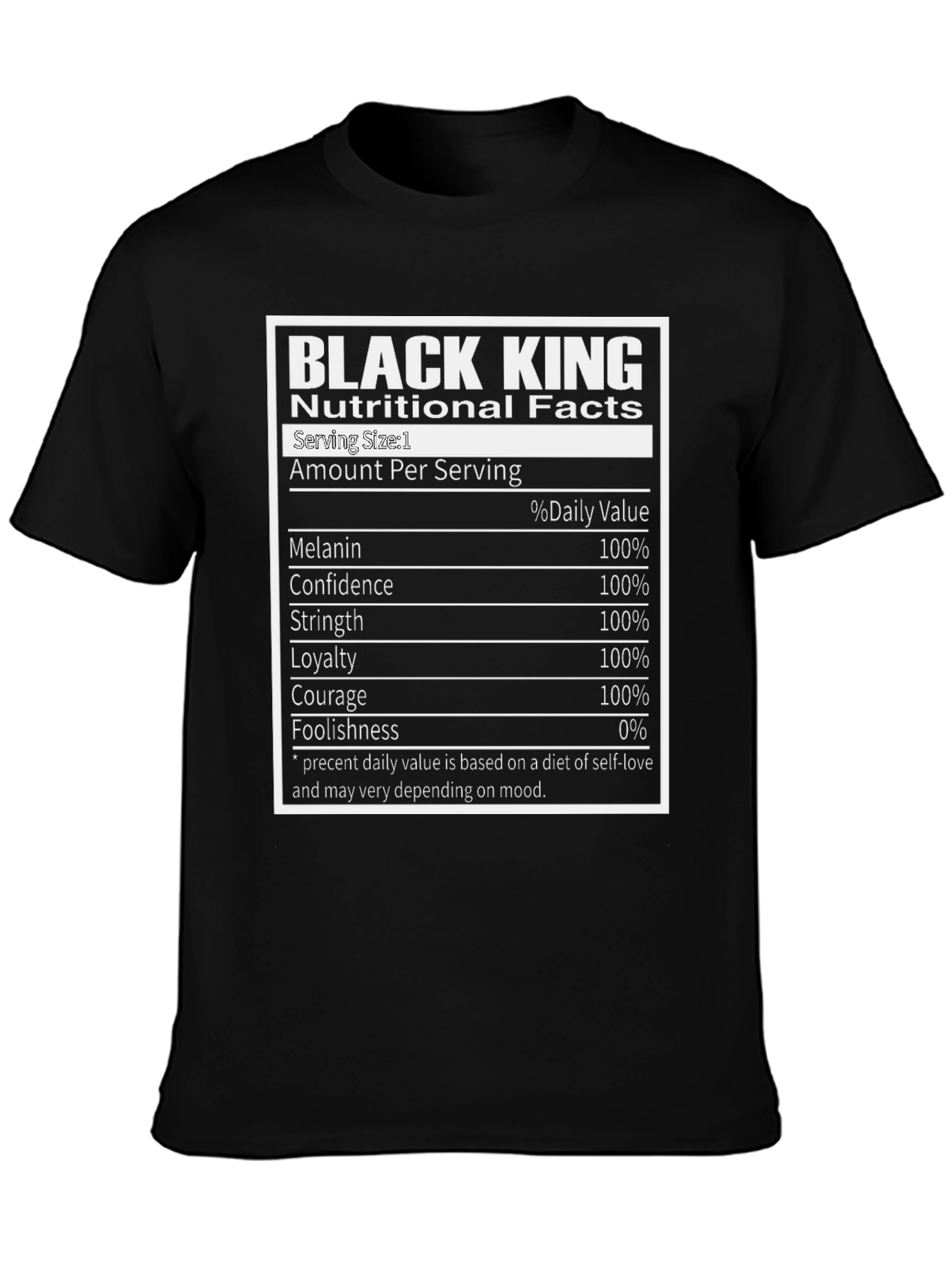 Black King Nutritional Facts T-Shirt
