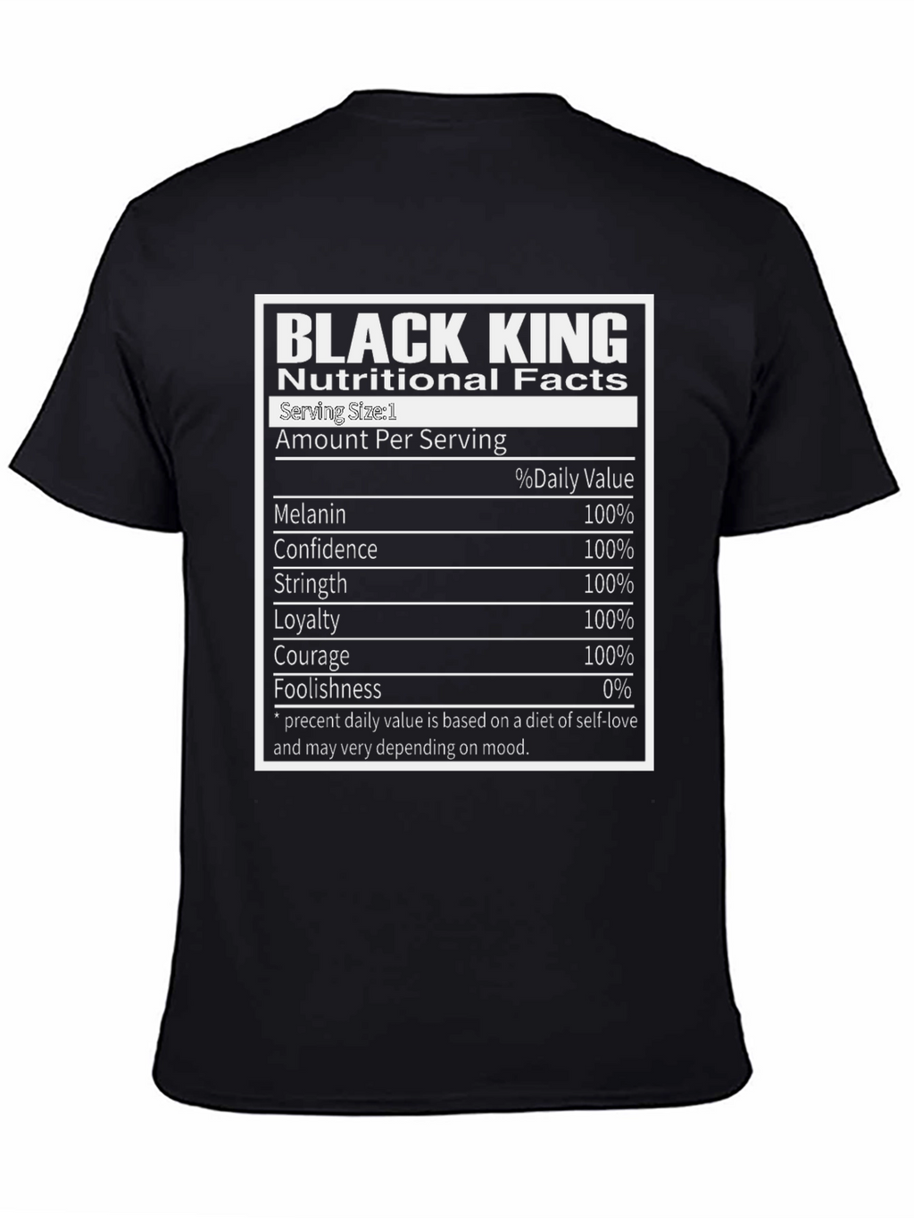 Black King Nutritional Facts T-Shirt