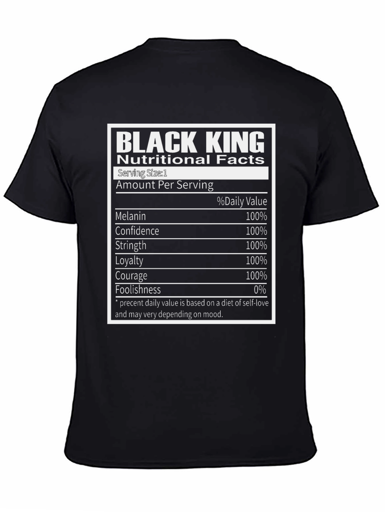 Black King Nutritional Facts T-Shirt