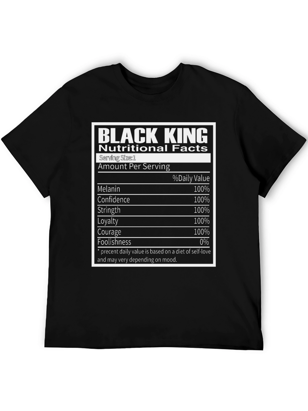 Black King Nutritional Facts T-Shirt