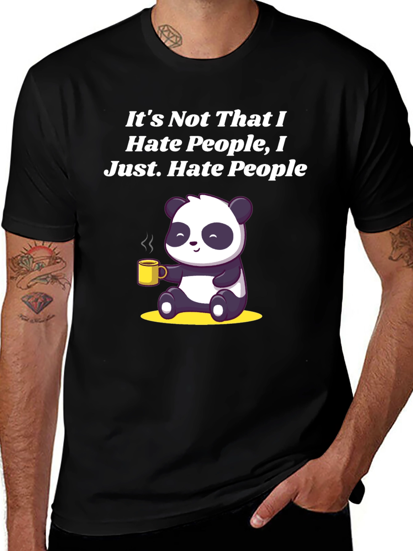 Hate People Panda Graphic Tee - Funny Soft Cotton