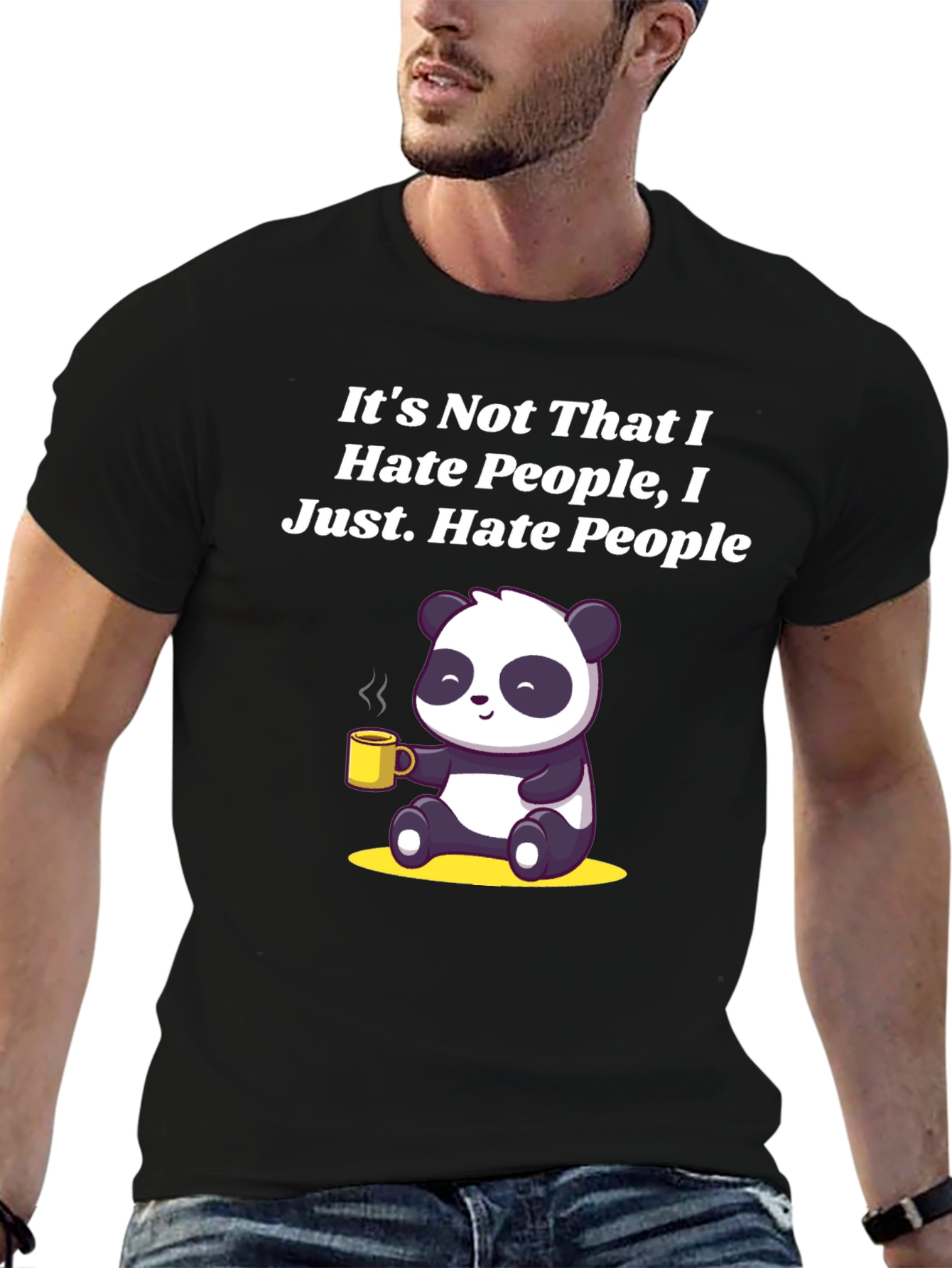 Hate People Panda Graphic Tee - Funny Soft Cotton